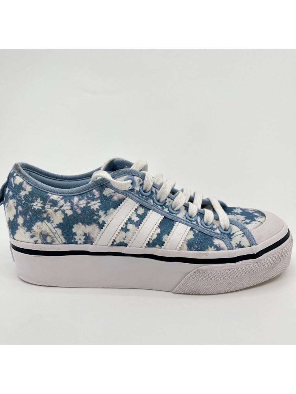 Adidas Nizza Platform Low Womens Size 10 Blue White Athletic Shoes Sneakers